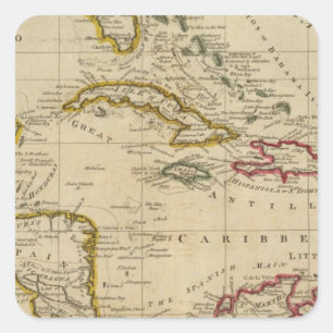 Chart of the West Indies 3 Square Sticker