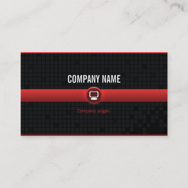 Chart visits - Professional red data processing v2 Business Card (Front)