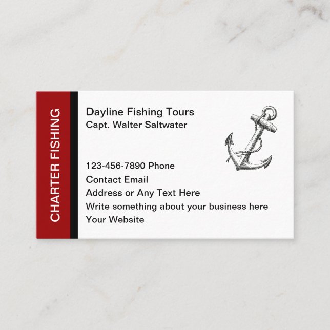 Charter Fishing Tour Boat Captain Business Card (Front)