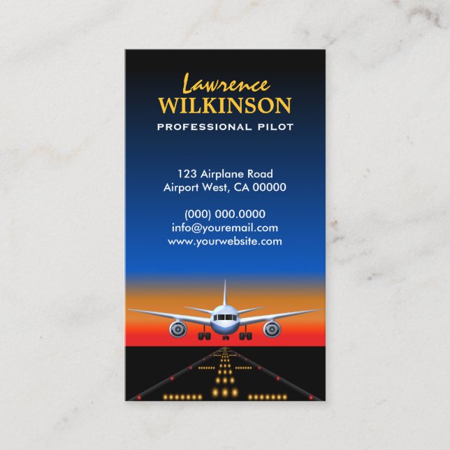 Charter Flights Professional Pilot Business Cards (Front)