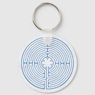 Chartres Labyrinth Blue Key Ring