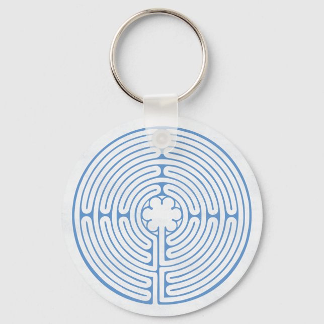 Chartres Labyrinth Blue Key Ring (Front)