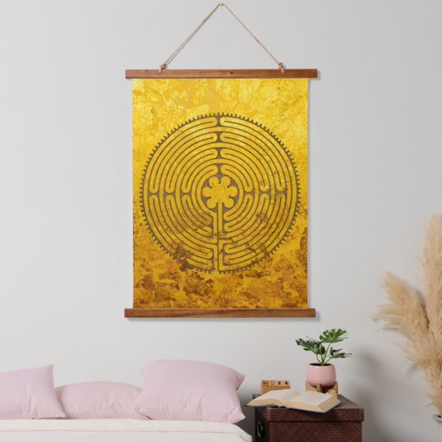 Chartres Labyrinth - Spiritual Symbol Antique 1 Hanging Tapestry (Bedroom)