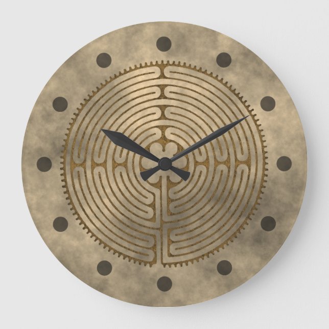 Chartres Labyrinth - Spiritual Symbol Antique 1 Large Clock (Front)