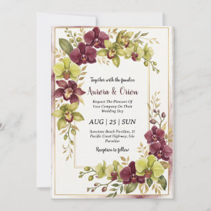 chartreuse and burgundy wedding invitations