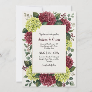 chartreuse and burgundy wedding invitations
