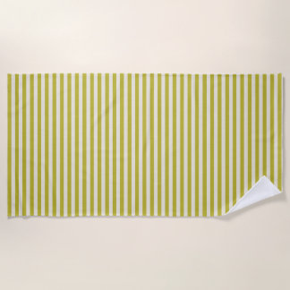 Chartreuse and Cream Simple Striped Pattern  Beach Towel