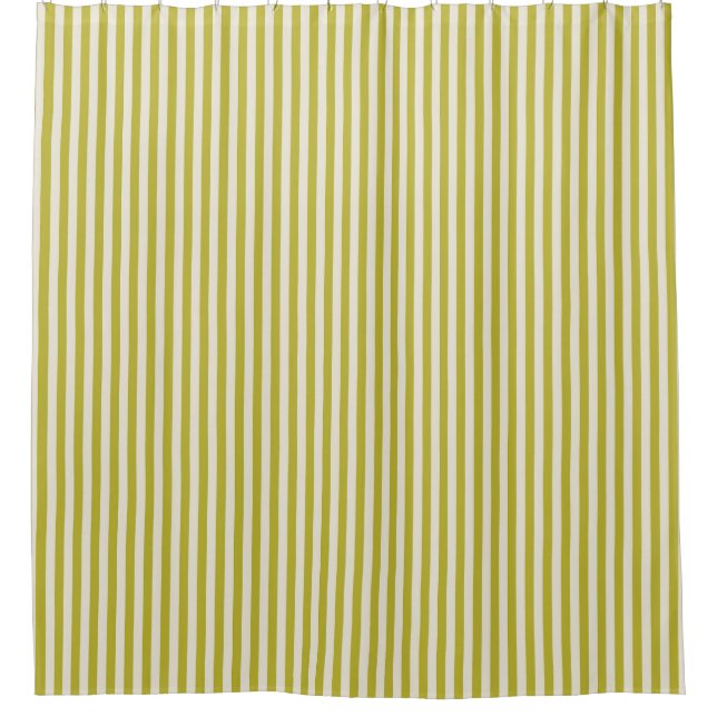 Chartreuse and Cream Simple Striped Pattern  Shower Curtain (Front)