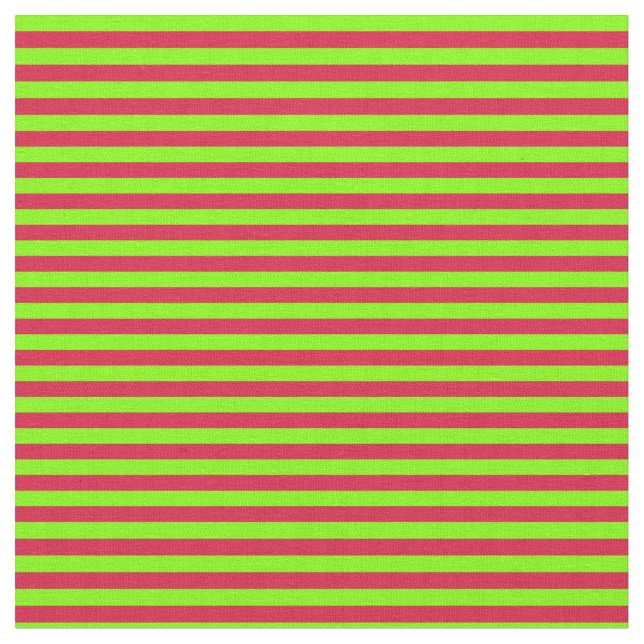 Chartreuse and Crimson Coloured Lines Fabric (Close Up)