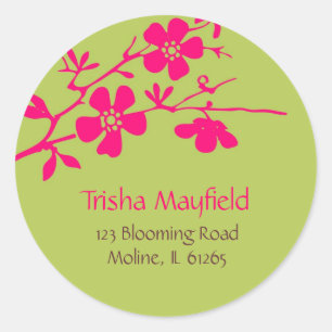 Chartreuse and Fusia Blossoms, Address Labels