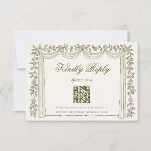 Chartreuse and Pink Art Nouveau RSVP Card