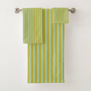 Chartreuse and Pistachio Green Stripes Bath Towel Set