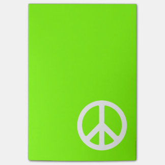 Chartreuse and White Peace Symbol Post-it Notes