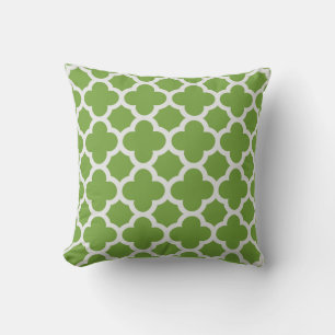 Chartreuse and White Quatrefoil Pattern Decorator Cushion