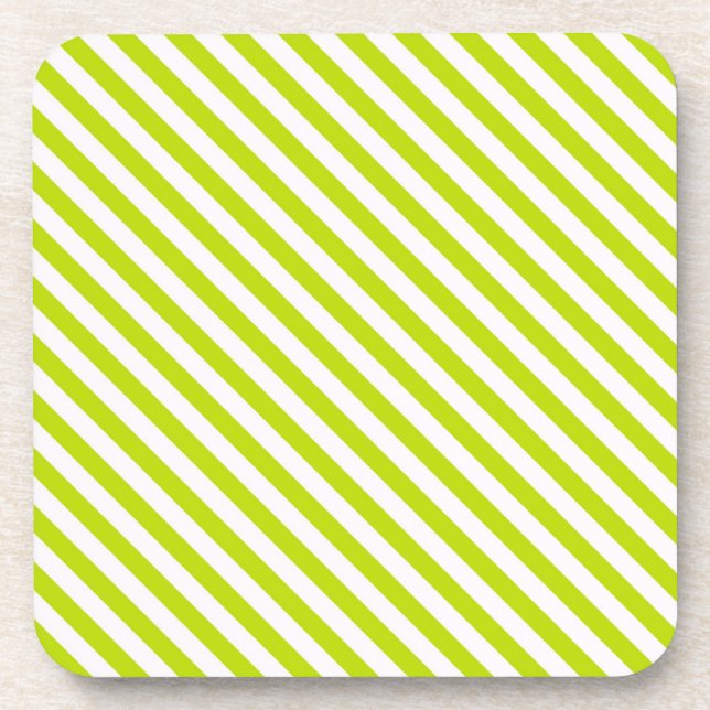 Chartreuse and White Stripes Coaster (Front)