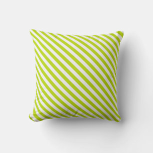Chartreuse and White Stripes Cushion