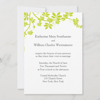 Chartreuse And White Wedding Invitations
