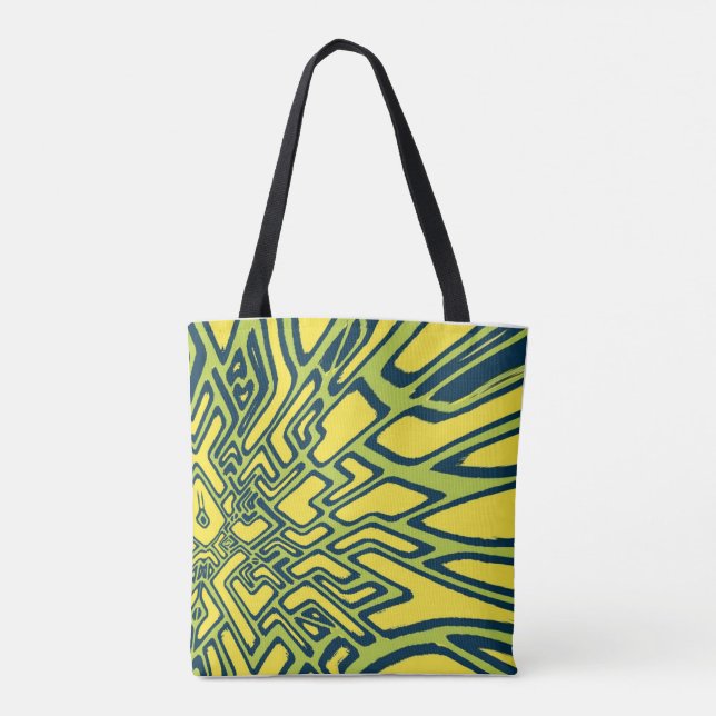 Chartreuse, Blue & Yellow geometric  Tote Bag (Back)
