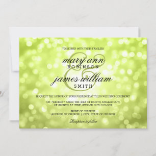 Chartreuse Bokeh Lights Elegant Wedding Invitation