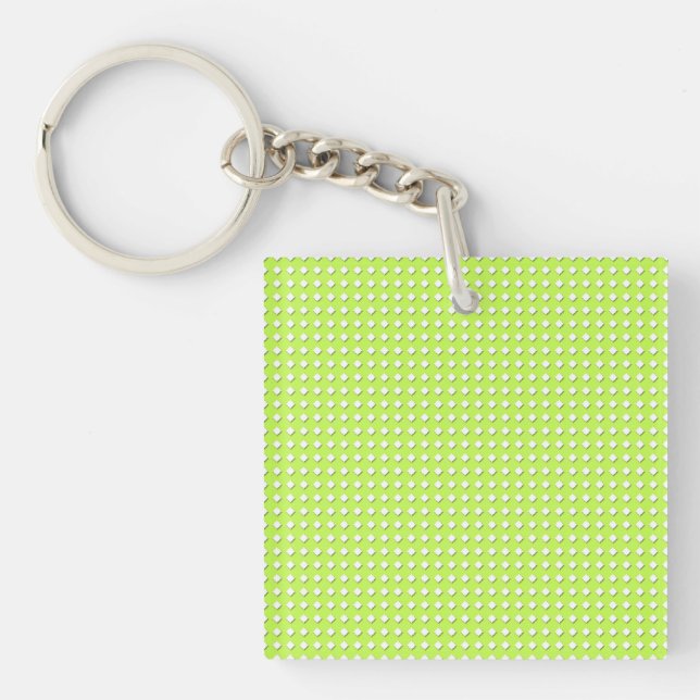 Chartreuse Bright Lime Green Pattern - Diamonds Key Ring (Front)
