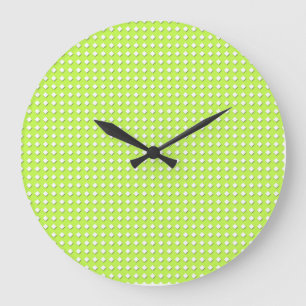 Chartreuse Bright Lime Green Pattern - Diamonds Large Clock