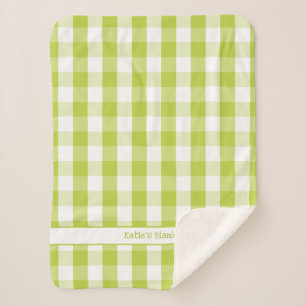 Chartreuse Buffalo Check blanket with name