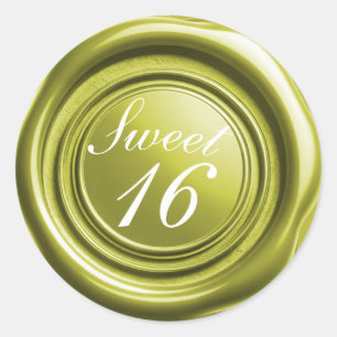 Chartreuse Candle Wax Seal Drip Sweet 16 Wedding