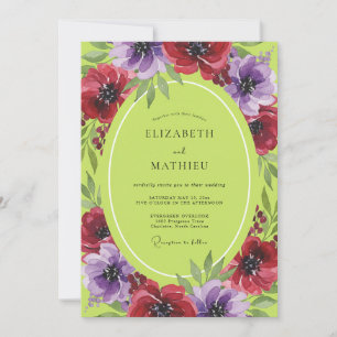 Chartreuse Crimson Petal Wedding Invitation