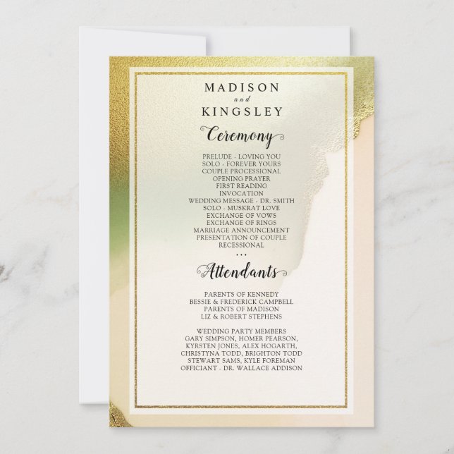 Chartreuse Fab Abstract Amazing Wedding Program Invitation (Front)