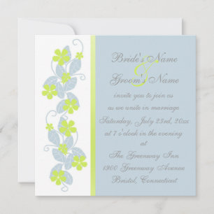 Chartreuse Flowers Wedding Invitation