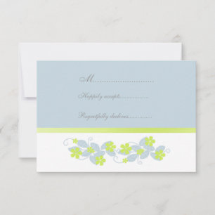 Chartreuse Flowers Wedding RSVP Card