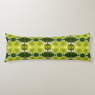 Chartreuse Green Abstract Hydrangea Blooms Pattern Body Cushion