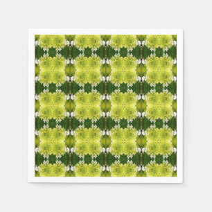 Chartreuse Green Abstract Hydrangea Blooms Pattern Napkin