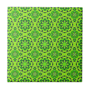 Chartreuse Green Aesthetic Clover Pattern #9 Tile