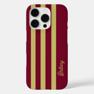 Chartreuse Green and Burgundy Stripes Pattern  iPhone 16 Pro Case