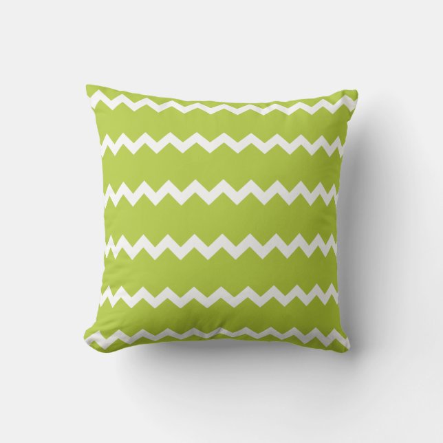 Chartreuse Green Chevron Pillow (Front)