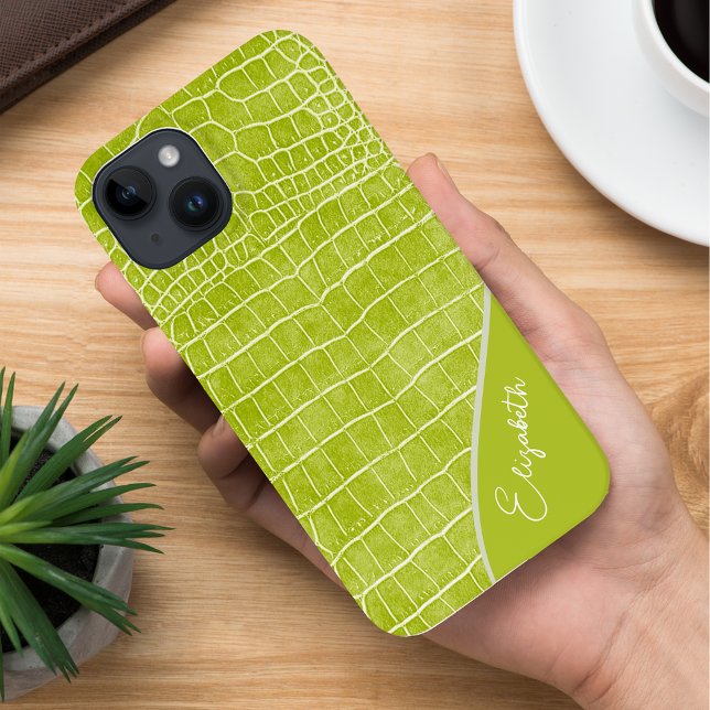 Chartreuse Green Crocodile Personalised Case-Mate iPhone Case (Creator Uploaded)