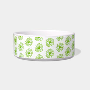 Chartreuse Green Daisy Print, Hippie Flower Print Bowl
