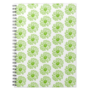 Chartreuse Green Daisy Print, Hippie Flower Print Notebook