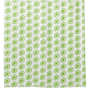 Chartreuse Green Daisy Print, Hippie Flower Print Shower Curtain