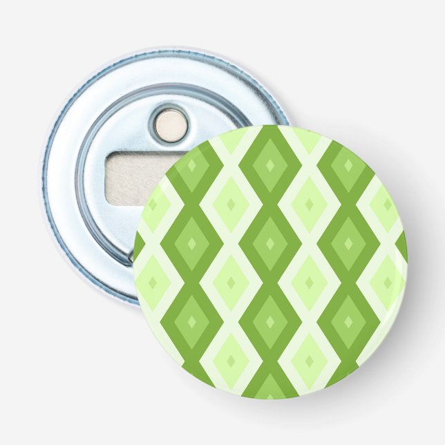 Chartreuse green diamond pattern bottle opener (Front)