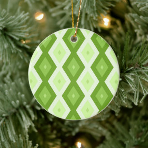 Chartreuse green diamond pattern ceramic tree decoration