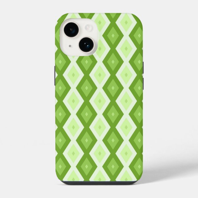 Chartreuse green diamond pattern iPhone case (Back)