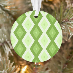 Chartreuse green diamond pattern ornament