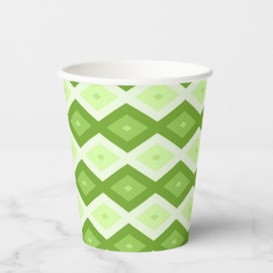 Chartreuse green diamond pattern paper cups