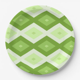 Chartreuse green diamond pattern paper plate