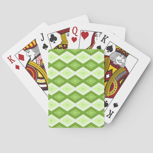 Chartreuse green diamond pattern playing cards (Back)