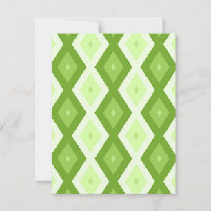 Chartreuse green diamond pattern RSVP card