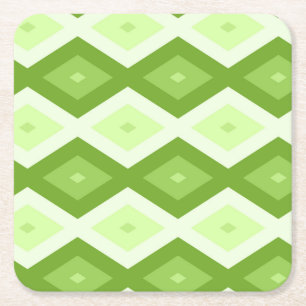 Chartreuse green diamond pattern square paper coaster