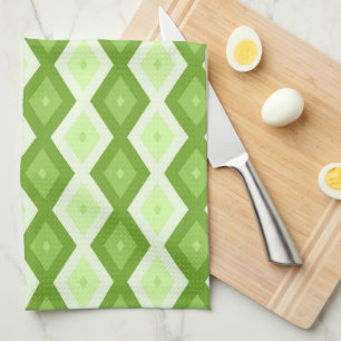 Chartreuse green diamond pattern tea towel